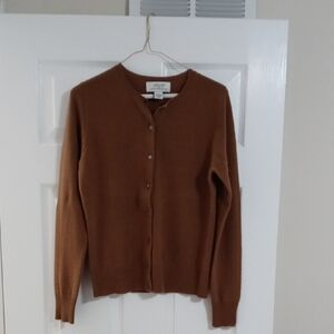 Ply Cashmere Tan Cardigan Sweater